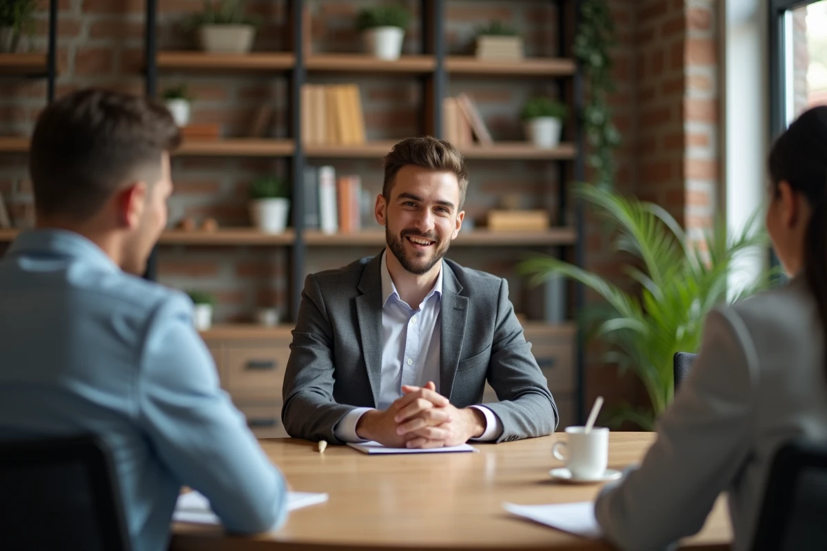 Jeune homme en réunion animée dans un espace de coworking